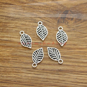 30pcs Leaf Charms Bulk Tiny Leaf Charm Antique Silver Tone 10x20mm cf4446