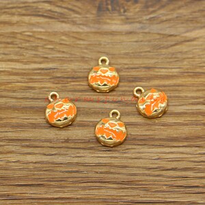 10pcs Jack O Lantern Pumpkin Charms Gold Plated Enamel Charms Halloween Charm Antique Silver Tone 11x13mm cf4951