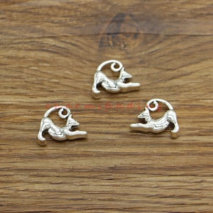 20pcs Cat Charms Animal Pet Feline Charms Antique Silver Tone 17x13mm cf4586