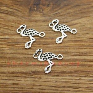 30pcs Flamingo Charms Bird Ostrich Charms Antique Silver Tone 16x20mm cf3658