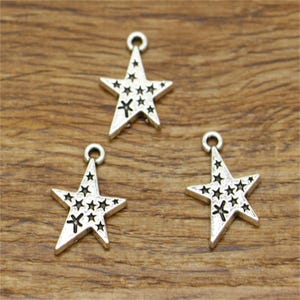 20pcs Star Charms Five-Pointed Star Charms Pentagram Geometry Charms Antiuqe Silver 15x22mm cf2555