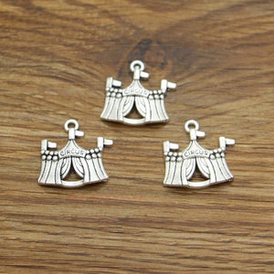 15pcs Circus Tent Charms Fair Charms Antique Silver Tone 21x22m cf4011