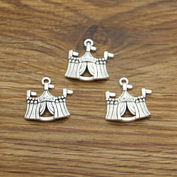 15pcs Circus Tent Charms Fair Charms Antique Silver Tone 21x22m cf4011