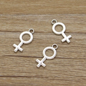 50pcs Gender Symbol Charms Female Charms Antique Silver Tone 8x18mm cf0751