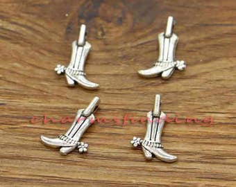 50 Stück Cowboy Boot Charms Schuh Charms Antik Silber Ton 17x12mm cf1901