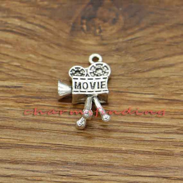 10pcs Movie Camera Charms Antique Silver Tone 16x26mm cf3043