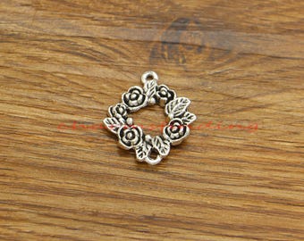 10pcs Flower Connector Charms Pulm Flower Links Charm Antique Silver Tone 25x28mm cf5193