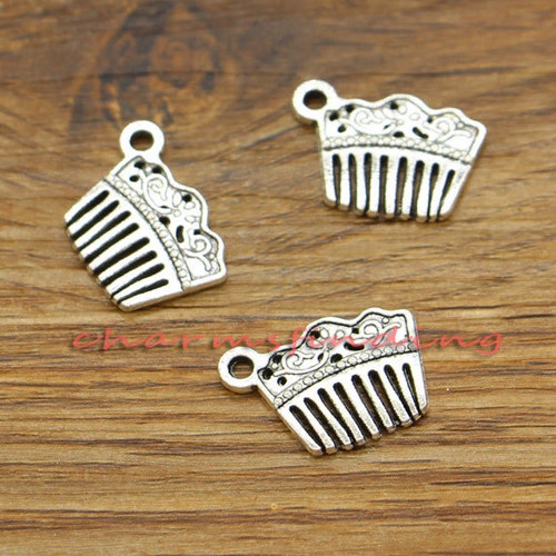 20pcs Hair Comb Charm Hairdresser Charms Antique Silver Tone Etsy