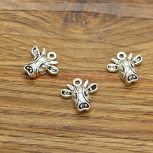 25pcs Cow Cattle Charms Antique Silver Tone 15x16mm cf4474