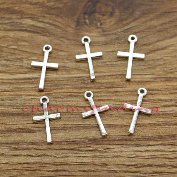 20pcs, Cross Charms, Filigree Cross Charms, Detailed Cross, Antique Silver Charms, Double Sided Cross Charms, Fancy Cross Charms, Findings
