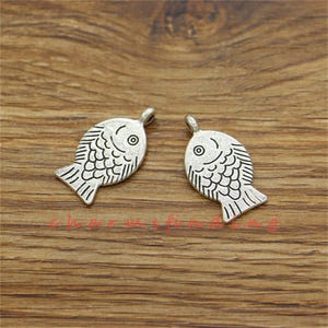 20pcs Fish Charms Charms Antique Silver Tone 14x25mm cf3452