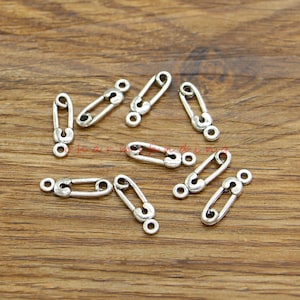 50pcs Safety Pin Charms Diaper Pin Baby Charm Jewelry Making Craft Antique Silver Tone 5x18mm cf4513