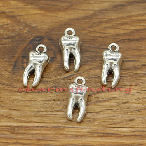 25pcs Tooth Charms Dental 3D Charm Antique Silver Tone 16x8mm Etsy
