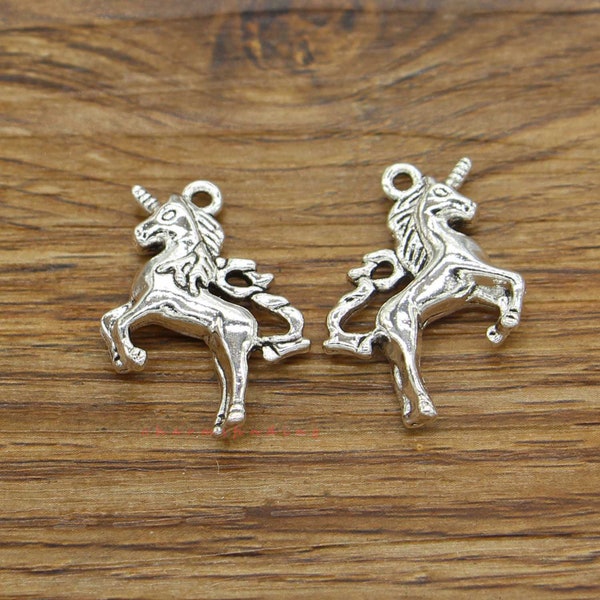 10pcs Unicorn Charms Horse Charms Antique Silver Tone 23x20mm cf3852