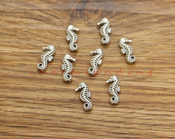 50pcs Sea Horse Beads Charms Seahorse Charms 2 Sided Charms 1mm hole Antique Silver Tone 7x15x4mm cf4129