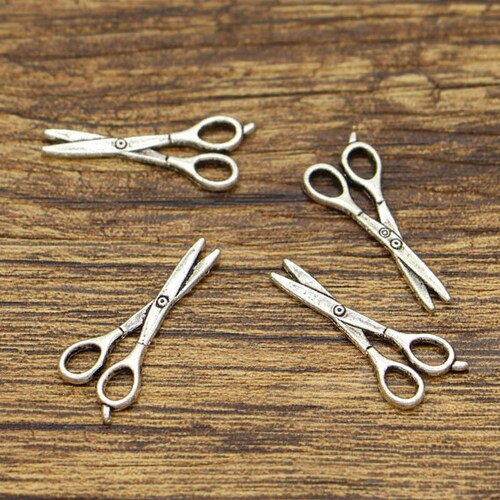 50pcs Scissor Charms Sewing Charms Antique Silver Tone 26x10mm Etsy