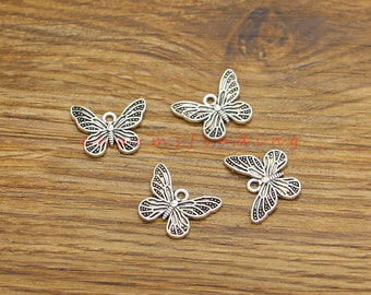 30pcs Butterfly Fly Insect Charms Pendnats Garden Charms Antique Silver Tone 18x14mm cf4836