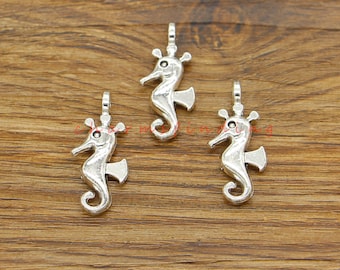 20pcs Sea Horse Charms Seahorse Charms 2 Sided Charms Antique Silver Tone 13x28mm cf4961