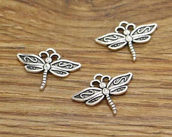 50pcsLarge Dragonfly Charms Insect Charms Antique Silver Tone 16x23mm cf3203