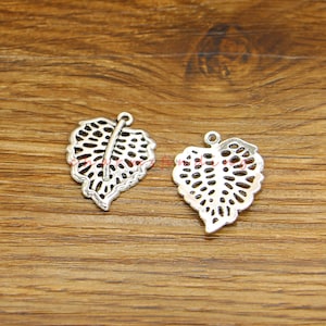 25pcs Leaf Charm Tree Leaves Nature Charms Antique Silver Tone 20x25mm cf4698