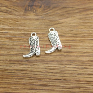 15pcs Cowboy Boot Charms Shoe Charms Antique Silver Tone 15x22mm cf4393