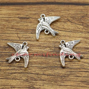 30pcs Swallow Bird Connector Charms Antique Silver Tone 21x17mm cf0072