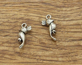 30pcs Bird Charms Parrot Charms Antique Silver Tone 20x9mm cf1640