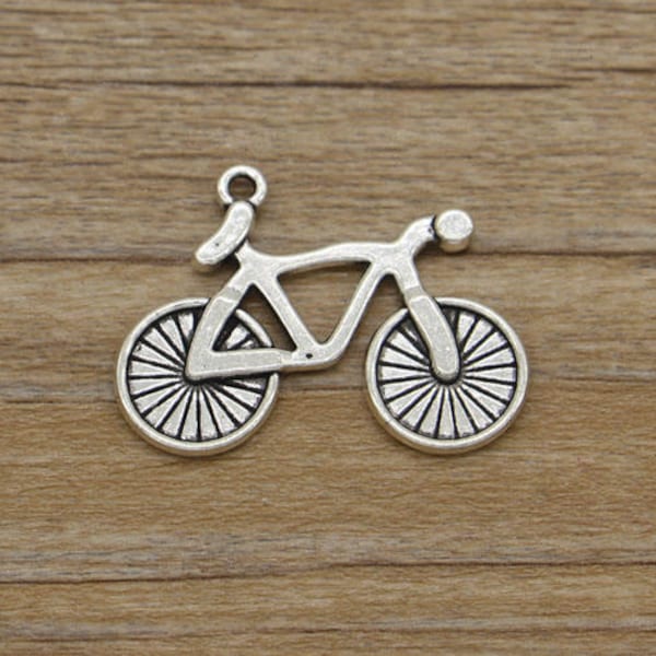 12pcs Large Bicycle Charms Cycle Charms Antique Silver Tone 26x34mm cf1014