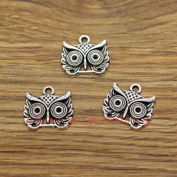 20pcs Owl Charms Bird Charm Antique Silver Tone 16x18mm cf3450