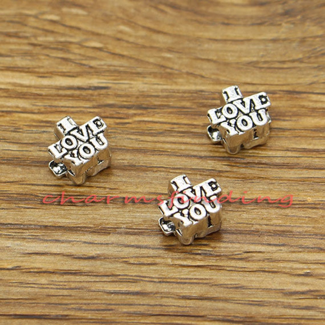 30pcs I Love You Beads Word Charms Beads Large Hole European Beads