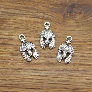 30pcs Medieval Helmet Charms Antique Silver Tone 13x24mm cf3937