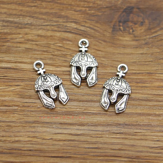 30pcs Medieval Helmet Charms Antique Silver Tone 13x24mm cf3937