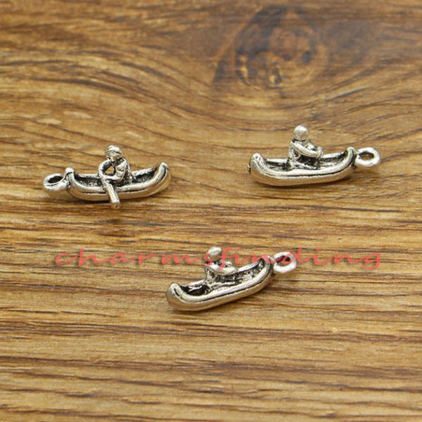 30pcs Rowing Charms Boat Canoe Charms Antique Silver Tone 19x9mm cf3356