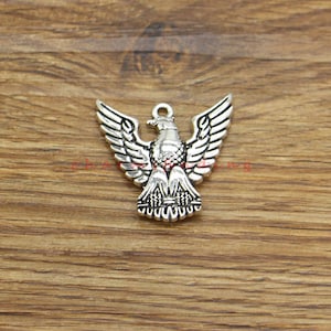 5pcs Large Bald Eagle Pendant Charm Wild Bird Animal Charms Antique Silver Tone 32x33mm cf4290