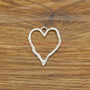 20pcs Large Open Hollow Heart Charms Connectors Valentine Charms Antique Silver Tone 28x36mm cf4955