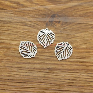 30pcs Leaf Charms Tree Leaves Charm Pendants Antique Silver Tone 18x22mm cf5039
