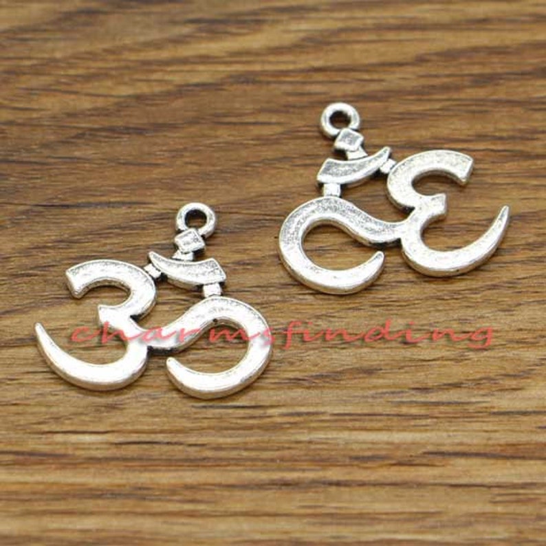 15pcs Large Om Charms Yoga Meditation Charms Antique Silver Etsy