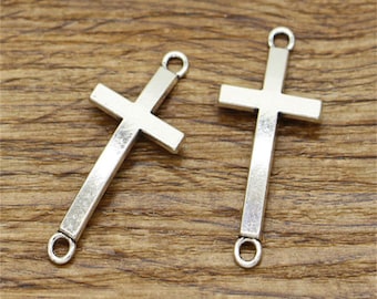 20pcs Cross Connector Charms Antique Silver Tone 16x37mm cf2535