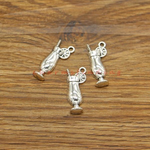 20 ciondoli per bevande limonate tono argento antico 11 x 28 mm cf4931