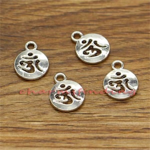 50pcs OM Charms Ohm Yoga Meditation Antique Silver Tone 11x14mm cf2450