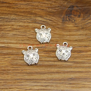 30pcs Tiger head Charms Pendants Tiger Head Charms Antique Silver Tone 13x15mm cf4711