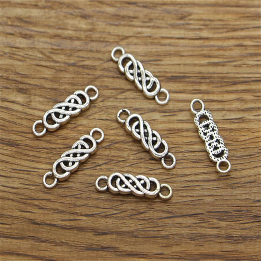 50pcs Infinity Connector Charms Double Infinity Antique Silver Tone ...