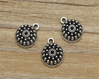 20 Stück Perlen Blumen Charm Disc Charms Antik Silber Ton 13 x 16 mm cz1096