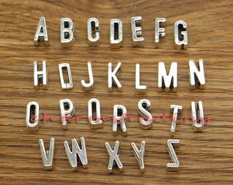 26 Buchstaben A-Z Alphabet Charms Perlen Fit Get Through Chain Seil Antik Silber Ton 6x11 ca mm 2x6mm ca Loch cf3448