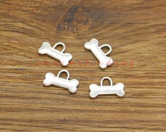 40pcs Dog Bone Charm Dog Charms Antique Silver Tone 16x10mm cf4815