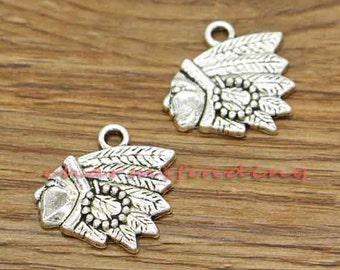 15pcs Indian Charm Native Charms Native Charm Antique Silver Tone 20x20mm cf3011