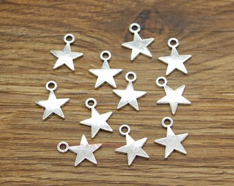 BULK 50 Star charms silver plated tone S92 SALE 50% OFF 