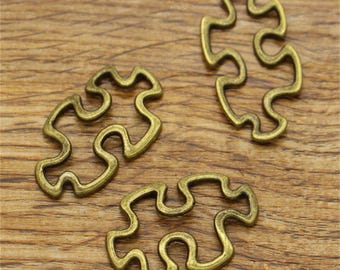 20pcs Puzzle Piece Charms Antique Bronze Tone 30x18mm cf2059