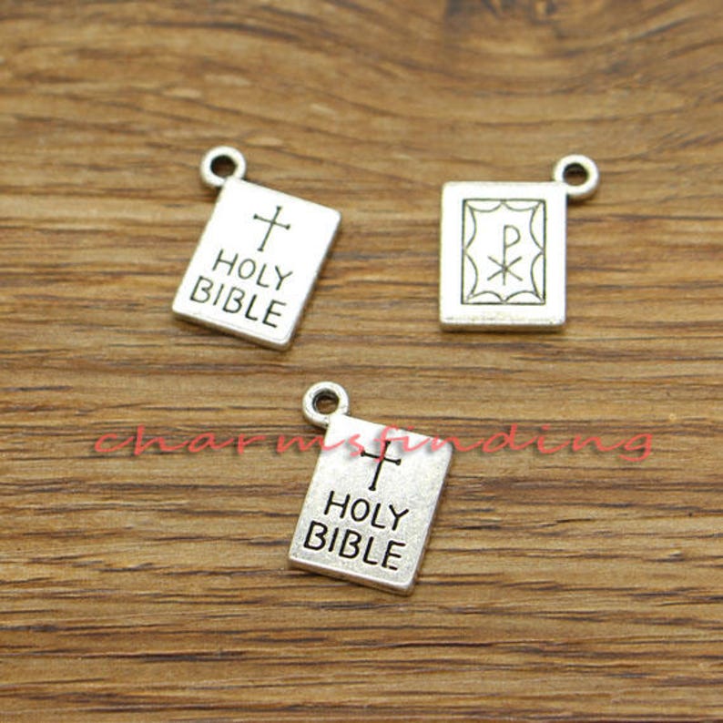 15pcs Holy Bible Charms Religious Charm Antique Silver Tone Etsy
