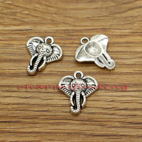 25 Baby Elephant Charms Animal Africa Zoo Charms Antique Silver Tone 16x18 3342 
